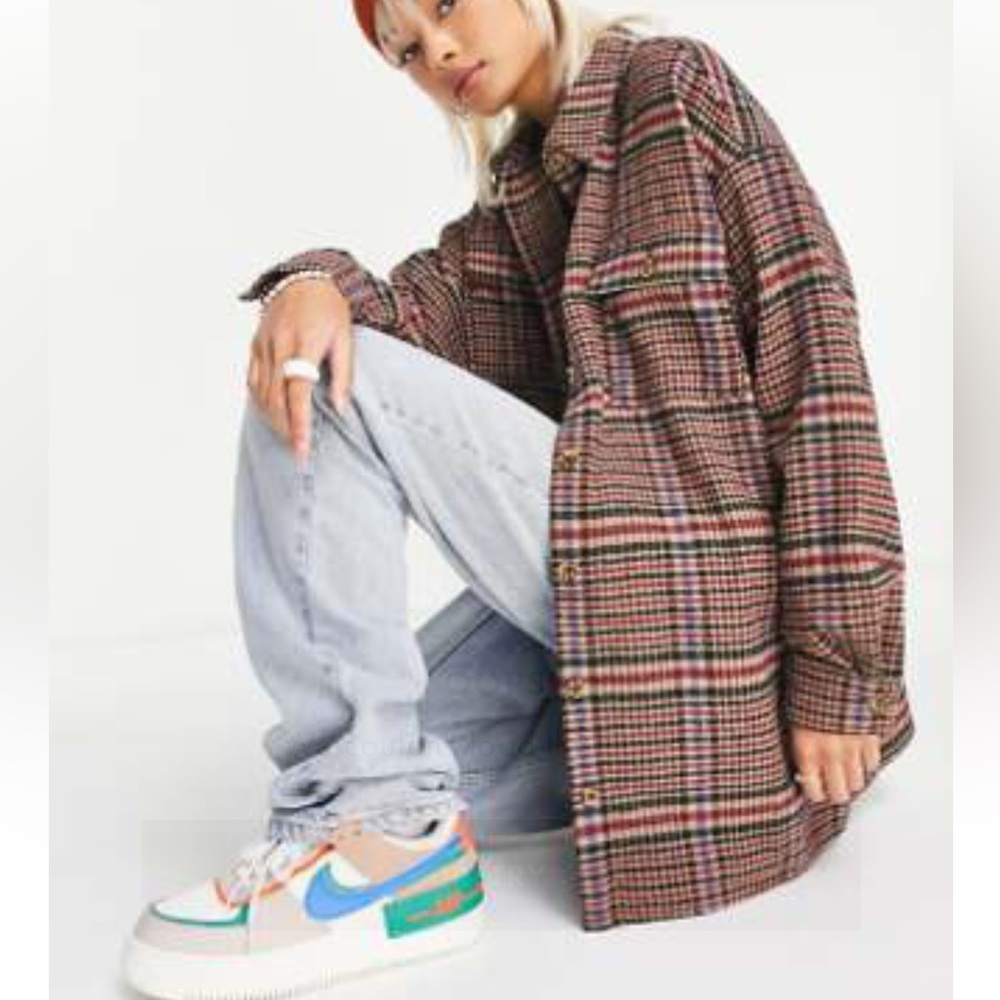 Noisy May Multicolor Plaid Shirt jacket